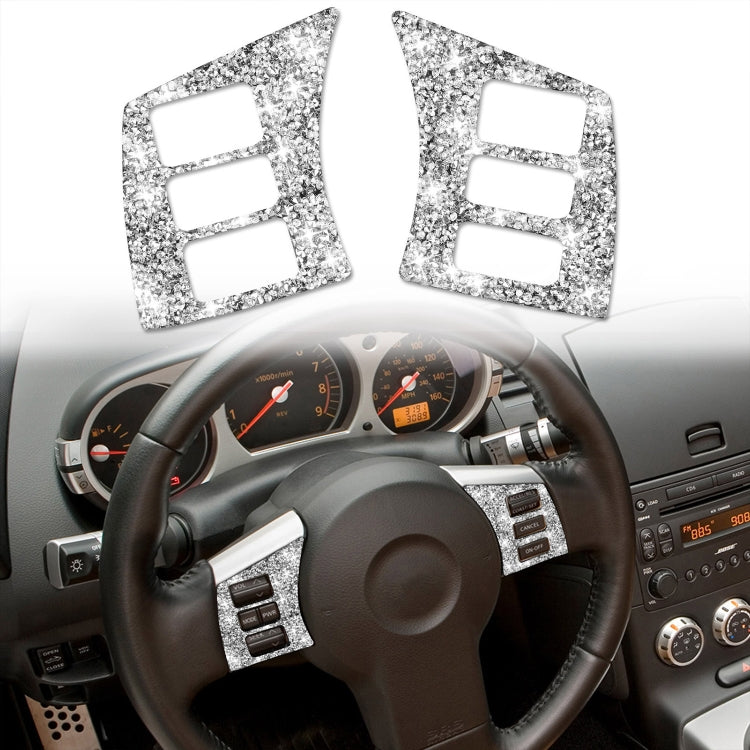 For Nissan 350Z 2003-2009 2pcs Car Steering Wheel Button Frame A Diamond Sticker,Left and Right Drive Universal