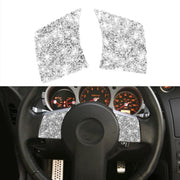 For Nissan 350Z 2003-2009 2pcs Car Steering Wheel Button Frame B Diamond Sticker,Left and Right Drive Universal