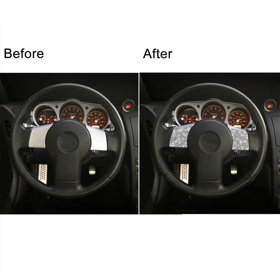 For Nissan 350Z 2003-2009 2pcs Car Steering Wheel Button Frame B Diamond Sticker,Left and Right Drive Universal