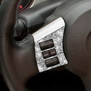 For Nissan 350Z 2003-2009 2pcs Car Steering Wheel Button Frame C Diamond Sticker,Left and Right Drive Universal