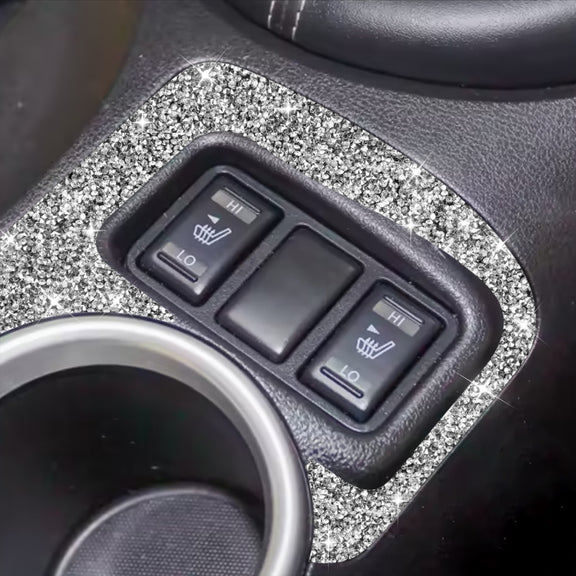 For Nissan 370Z Z34 2009- Car Central Control Heating Button Outer Frame Diamond Decoration Sticker, Left and Right Drive