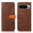 For Google Pixel 9 KHAZNEH Dual-color Cowhide Texture Flip Leather Phone Case(Brown) - Google Cases by PMC TechLife | Online Shopping South Africa | PMC TechLife | Buy Now Pay Later Mobicred