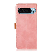 For Google Pixel 9 KHAZNEH Dual-color Cowhide Texture Flip Leather Phone Case(Rose Gold)