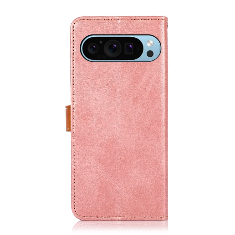 For Google Pixel 9 KHAZNEH Dual-color Cowhide Texture Flip Leather Phone Case(Rose Gold)