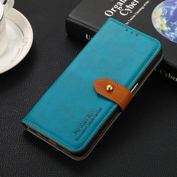 For Google Pixel 9 KHAZNEH Dual-color Cowhide Texture Flip Leather Phone Case(Blue)