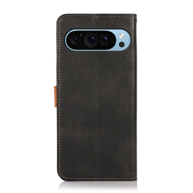 For Google Pixel 9 KHAZNEH Dual-color Cowhide Texture Flip Leather Phone Case(Black)