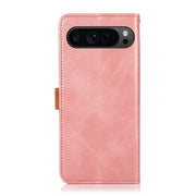 For Google Pixel 9 Pro KHAZNEH Dual-color Cowhide Texture Flip Leather Phone Case(Rose Gold)