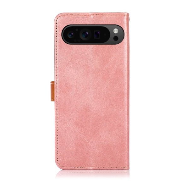 For Google Pixel 9 Pro KHAZNEH Dual-color Cowhide Texture Flip Leather Phone Case(Rose Gold)