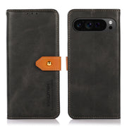 For Google Pixel 9 Pro KHAZNEH Dual-color Cowhide Texture Flip Leather Phone Case(Black)