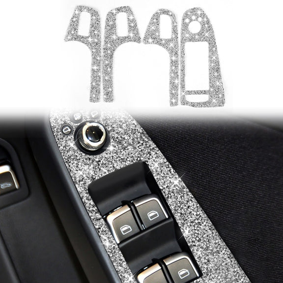 For Audi A4 / A5 / Q5 Car Door Lift Control Panel Diamond Decoration Sticker, Right Drive Low Configured