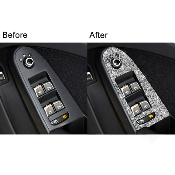 For Audi A4 / A5 / Q5 Car Door Lift Control Panel Diamond Decoration Sticker, Right Drive Low Configured