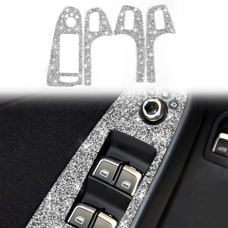 For Audi A4 / A5 / Q5 Car Door Lift Control Panel Diamond Decoration Sticker, Left Drive Low Configured