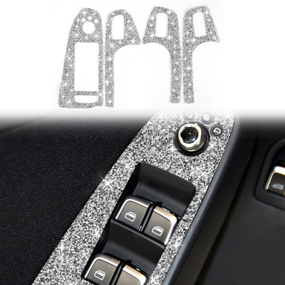 For Audi A4 / A5 / Q5 Car Door Lift Control Panel Diamond Decoration Sticker, Left Drive Low Configured