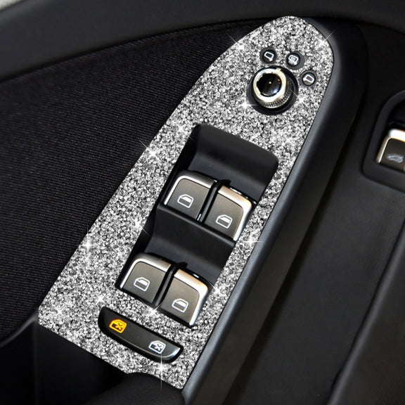 For Audi A4 / A5 / Q5 Car Door Lift Control Panel Diamond Decoration Sticker, Left Drive Low Configured