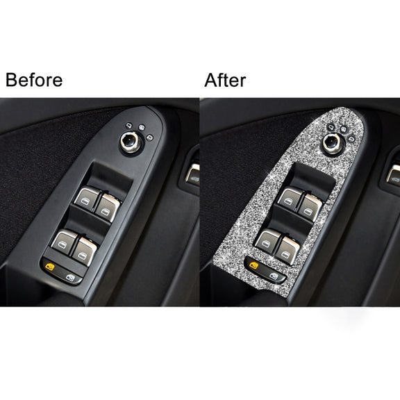 For Audi A4 / A5 / Q5 Car Door Lift Control Panel Diamond Decoration Sticker, Left Drive Low Configured