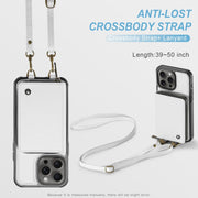 For iPhone 16 Pro Max JEEHOOD C22 Series Zipper Wallet Leather Phone Case with Dual Lanyard(White)