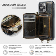 For iPhone 16 Pro Max JEEHOOD C22 Series Zipper Wallet Leather Phone Case with Dual Lanyard(Coffee)