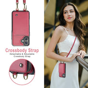 For iPhone 16 Plus JEEHOOD C22 Series Zipper Wallet Leather Phone Case with Dual Lanyard(Red)