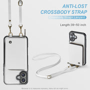For iPhone 16 Plus JEEHOOD C22 Series Zipper Wallet Leather Phone Case with Dual Lanyard(White)