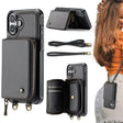 For iPhone 16 Plus JEEHOOD C22 Series Zipper Wallet Leather Phone Case with Dual Lanyard(Coffee) - free shipping - PMC TechLife - Order now!