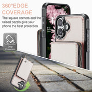 For iPhone 16 JEEHOOD C22 Series Zipper Wallet Leather Phone Case with Dual Lanyard(Rose Gold)