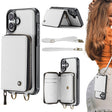 For iPhone 16 JEEHOOD C22 Series Zipper Wallet Leather Phone Case with Dual Lanyard(White) - iPhone 16 Cases by JEEHOOD | Online Shopping South Africa | PMC TechLife | Buy Now Pay Later Mobicred