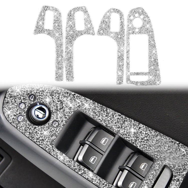 For Audi A4 / A5 / Q5 Car Door Lift Control Panel Diamond Decoration Sticker, Right Drive High Configured