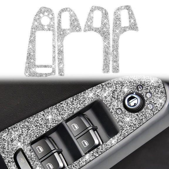 For Audi A4 / A5 / Q5 Car Door Lift Control Panel Diamond Decoration Sticker, Left Drive High Configured