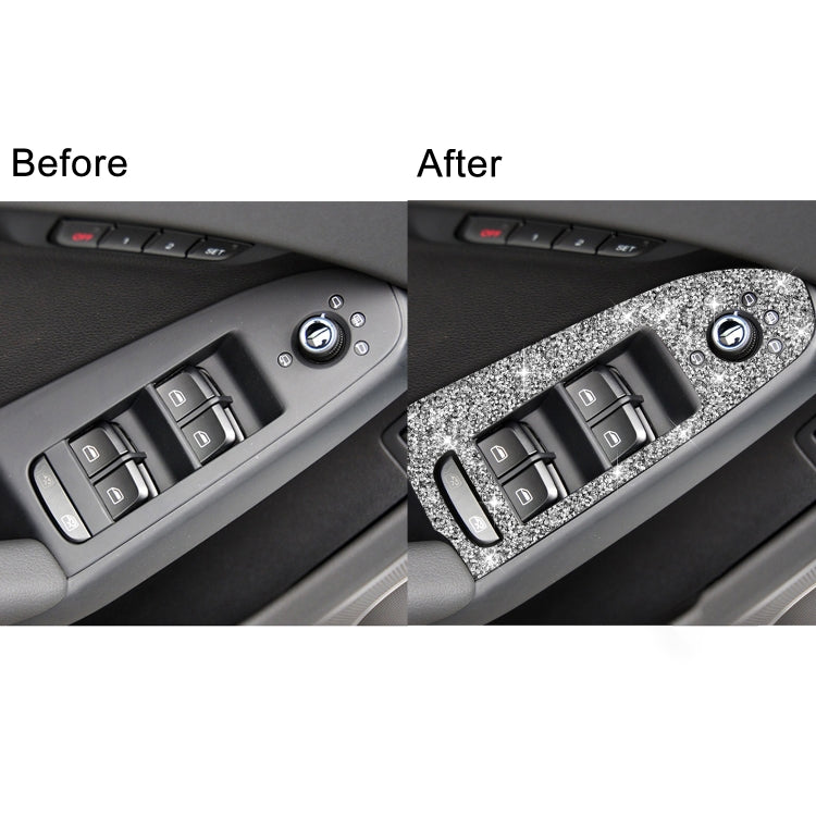 For Audi A4 / A5 / Q5 Car Door Lift Control Panel Diamond Decoration Sticker, Left Drive High Configured
