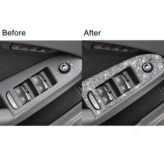 For Audi A4 / A5 / Q5 Car Door Lift Control Panel Diamond Decoration Sticker, Left Drive High Configured