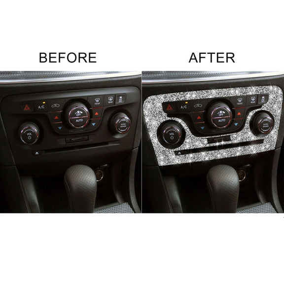 For Dodge Charger 2011-2014 Car AC Control CD Panel Diamond Decorative Sticker, Left-hand Drive