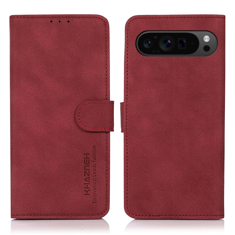 For Google Pixel 9 Pro KHAZNEH Matte Texture Leather Phone Case(Red)