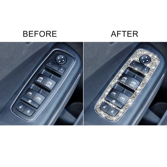 For Dodge Charger 2011-2014 5pcs/Set Car Window Lift Button Diamond Decorative Sticker, Left-hand Drive