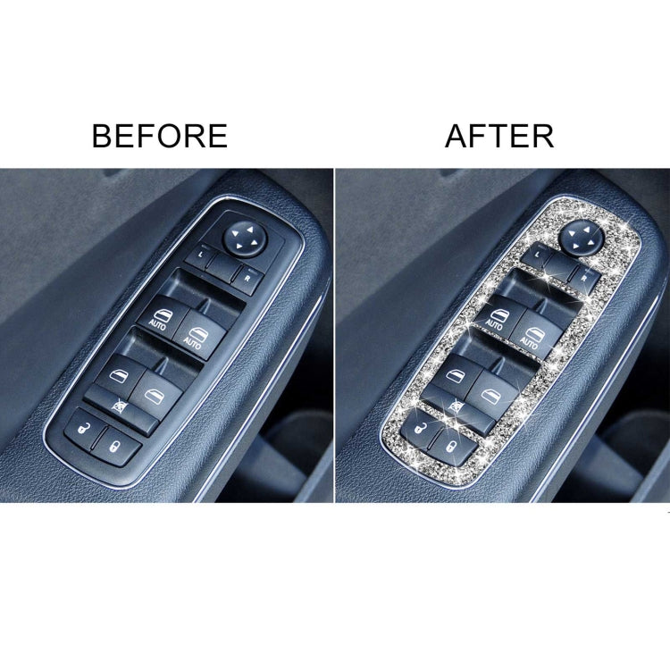 For Dodge Charger 2011-2014 5pcs/Set Car Window Lift Button Diamond Decorative Sticker, Left-hand Drive