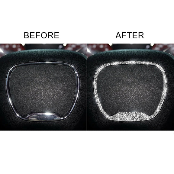For Dodge Challenger 2015-2021 Car Steering Wheel Diamond Decorative Sticker, Left and Right Drive
