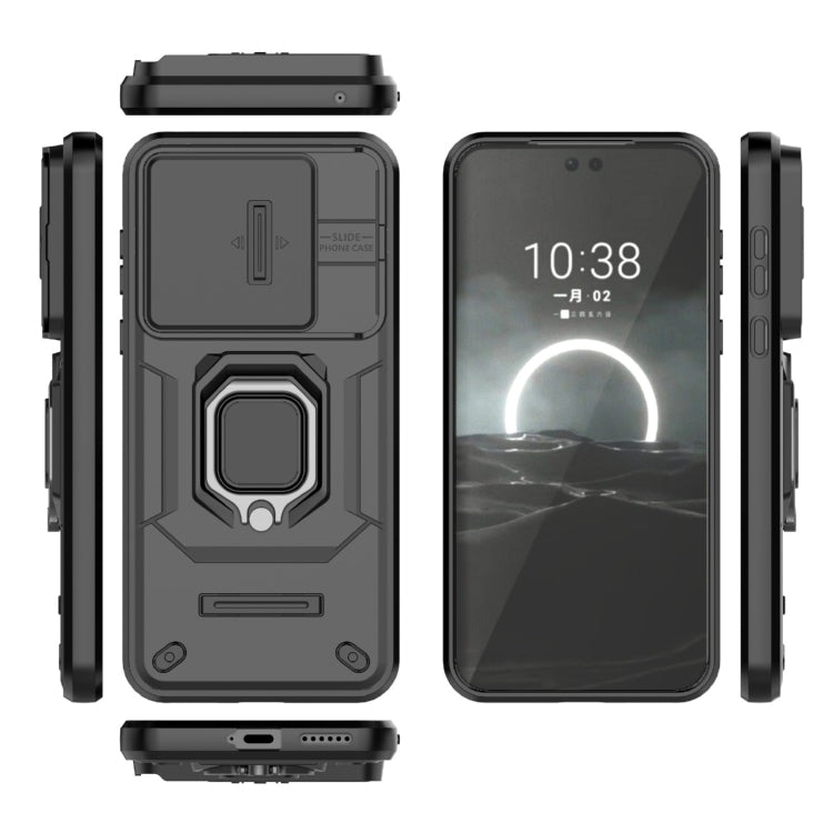 For Huawei Pura 70 Sliding Camshield TPU + PC Shockproof Phone Case with Holder(Black)