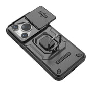 For Huawei Pura 70 Sliding Camshield TPU + PC Shockproof Phone Case with Holder(Black)