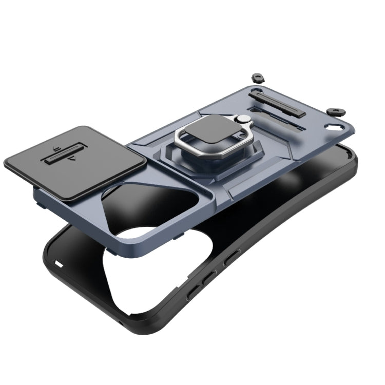 For Huawei Pura 70 Sliding Camshield TPU + PC Shockproof Phone Case with Holder(Black)