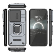 For Huawei Pura 70 Sliding Camshield TPU + PC Shockproof Phone Case with Holder(Grey)
