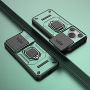 For Huawei Pura 70 Sliding Camshield TPU + PC Shockproof Phone Case with Holder(Green)