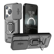 For Huawei Pura 70 Pro / Pura 70 Pro+ Sliding Camshield TPU + PC Shockproof Phone Case with Holder(Black)