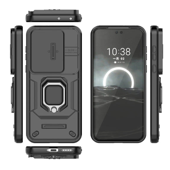 For Huawei Pura 70 Pro / Pura 70 Pro+ Sliding Camshield TPU + PC Shockproof Phone Case with Holder(Black)