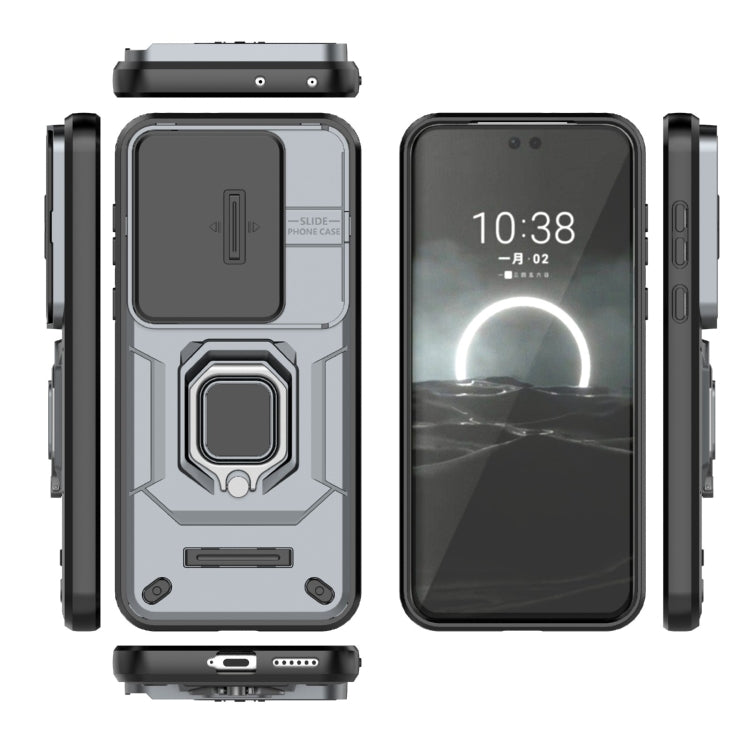 For Huawei Pura 70 Pro / Pura 70 Pro+ Sliding Camshield TPU + PC Shockproof Phone Case with Holder(Grey)