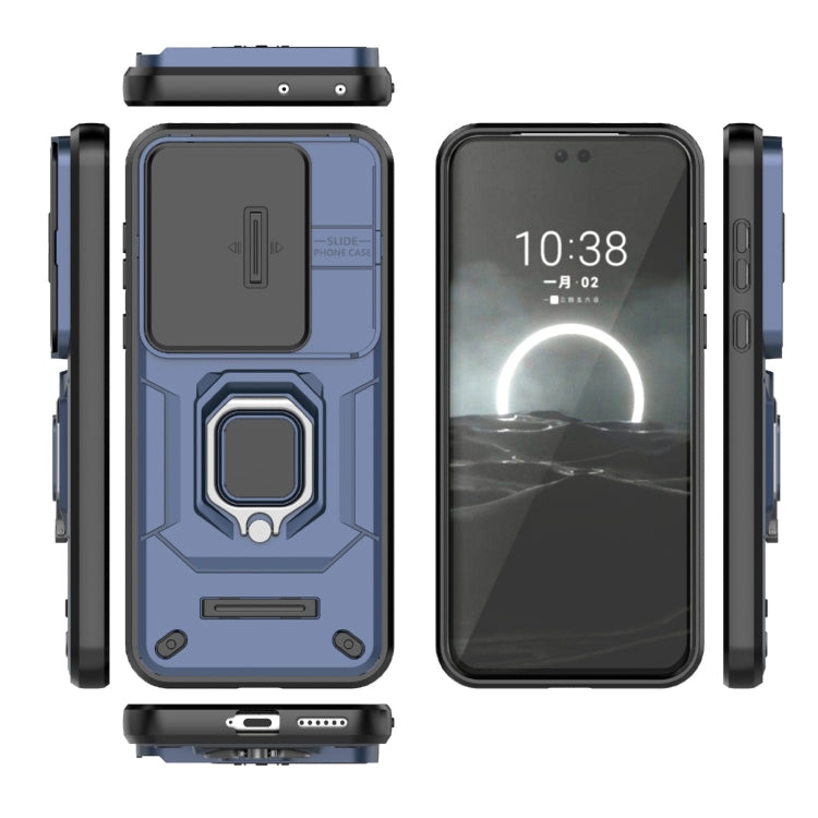 For Huawei Pura 70 Pro / Pura 70 Pro+ Sliding Camshield TPU + PC Shockproof Phone Case with Holder(Blue)