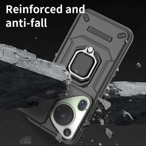 For Huawei Pura 70 Ultra Sliding Camshield TPU + PC Shockproof Phone Case with Holder(Green)