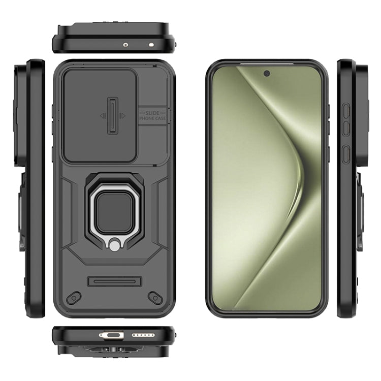 For Huawei Pura 70 Ultra Sliding Camshield TPU + PC Shockproof Phone Case with Holder(Purple)