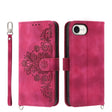 For iPhone 16e Skin-feel Flowers Embossed Wallet Leather Phone Case(Wine Red) - iPhone 16e Cases by PMC TechLife | Online Shopping South Africa | PMC TechLife | Buy Now Pay Later Mobicred