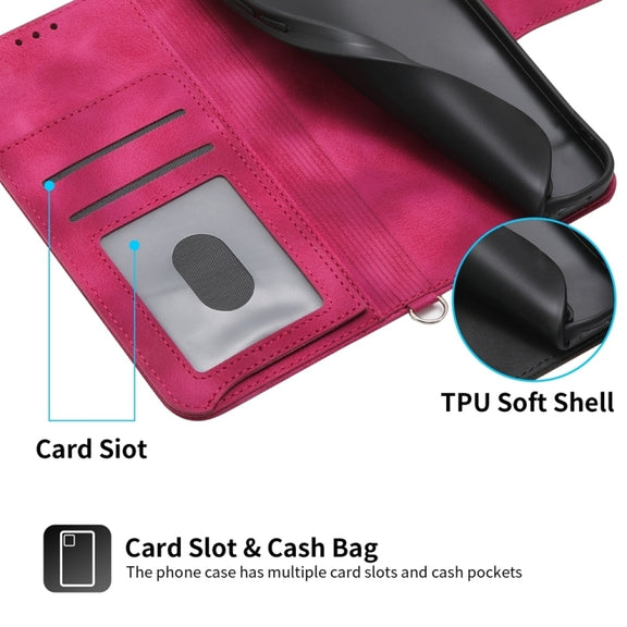 For iPhone 16e Skin-feel Flowers Embossed Wallet Leather Phone Case(Wine Red)