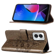 For Motorola Moto G Play 4G 2024 Embossed Butterfly Leather Phone Case(Grey)
