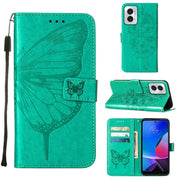 For Motorola Moto G Play 4G 2024 Embossed Butterfly Leather Phone Case(Green)